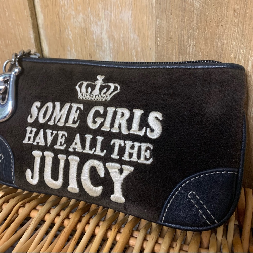 Vintage Juicy Couture Y2K brown velour and leather clutch